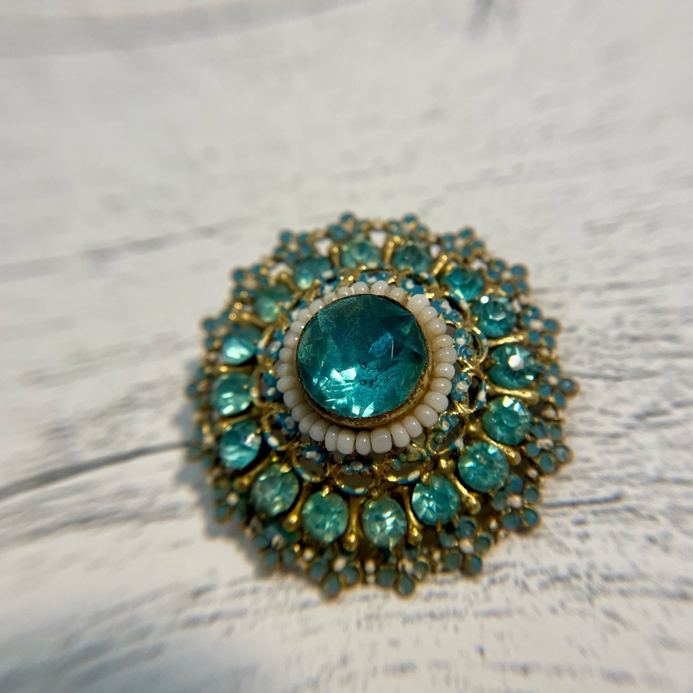 Vintage Antique 1920s/1930s Turquoise color Brooch - Picture 4 of 8